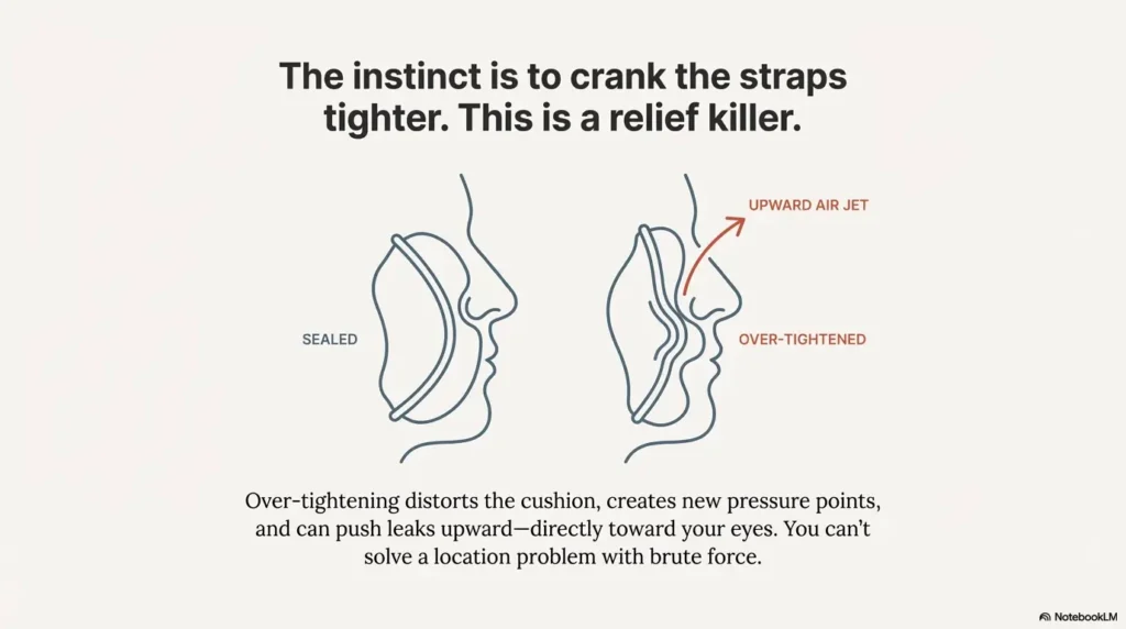 CPAP mask leak into eyes