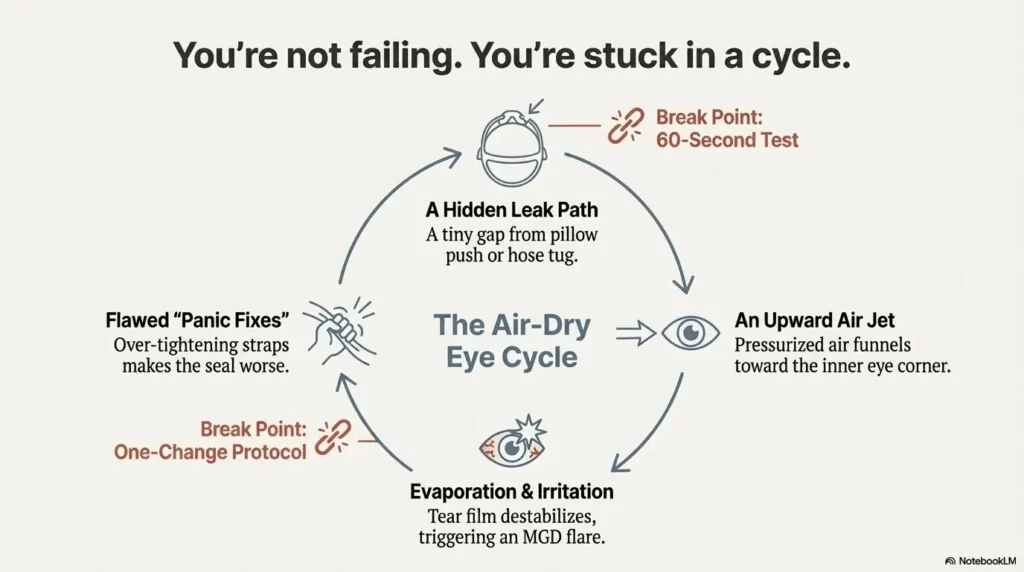 CPAP mask leak into eyes