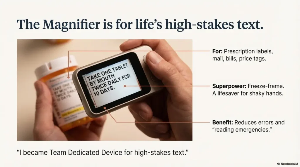 Low-vision reading for 80+ with AMD