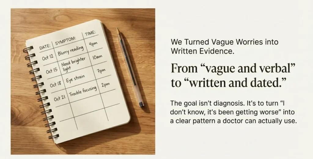 Printable symptom diary for seniors