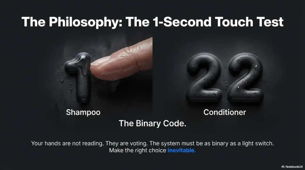 tactile labels for shampoo and conditioner