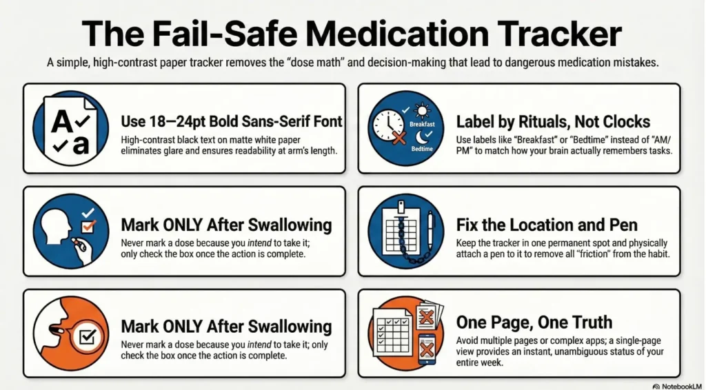 low vision medication tracker printable