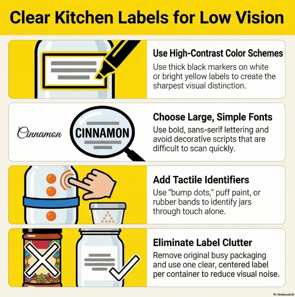 low vision spice jar labels