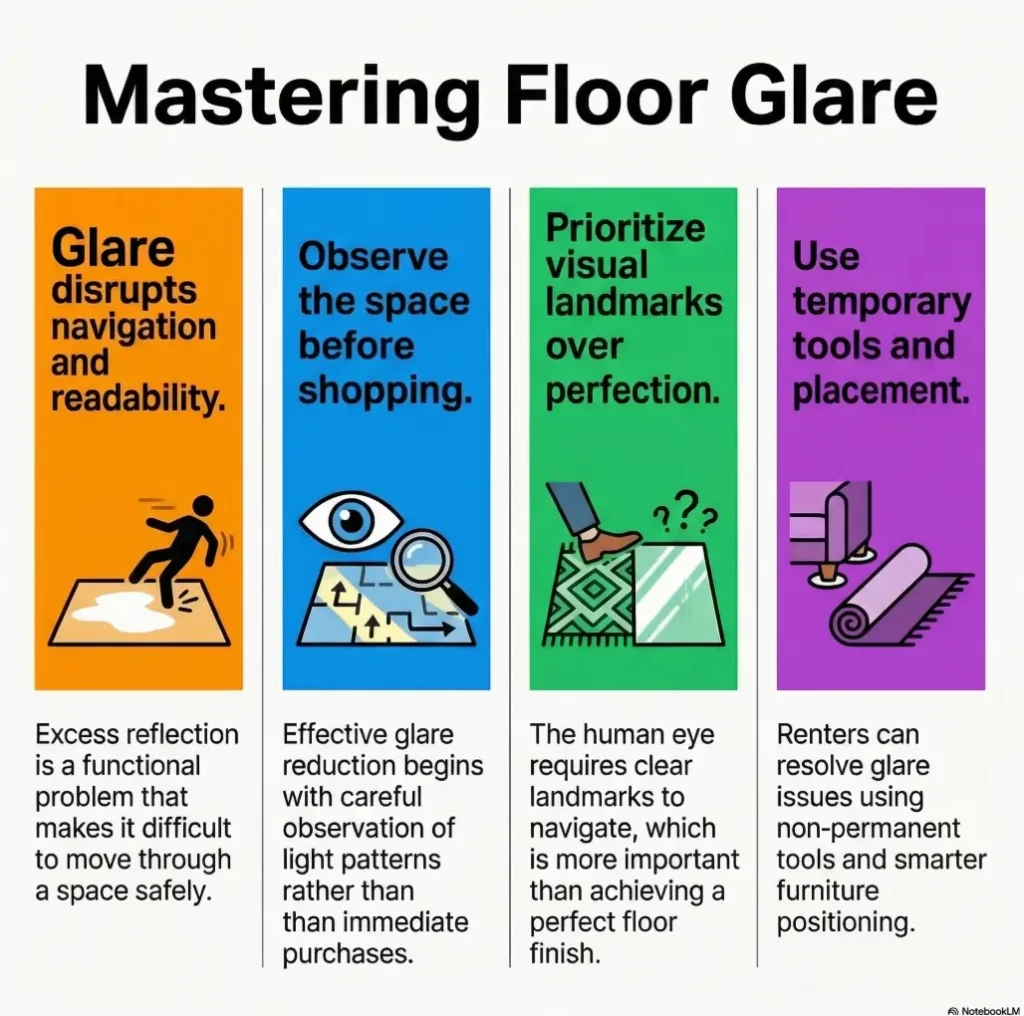 white tile floor glare