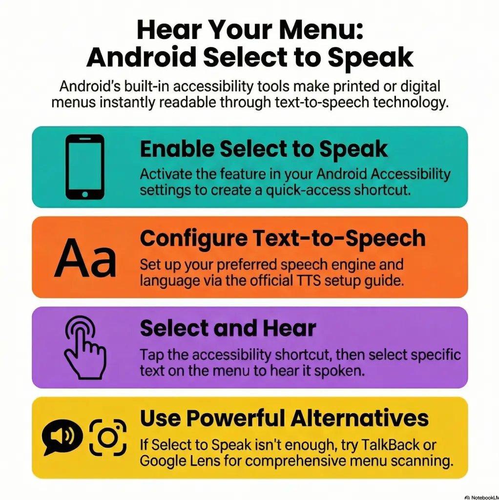 Android Select to Speak menus
