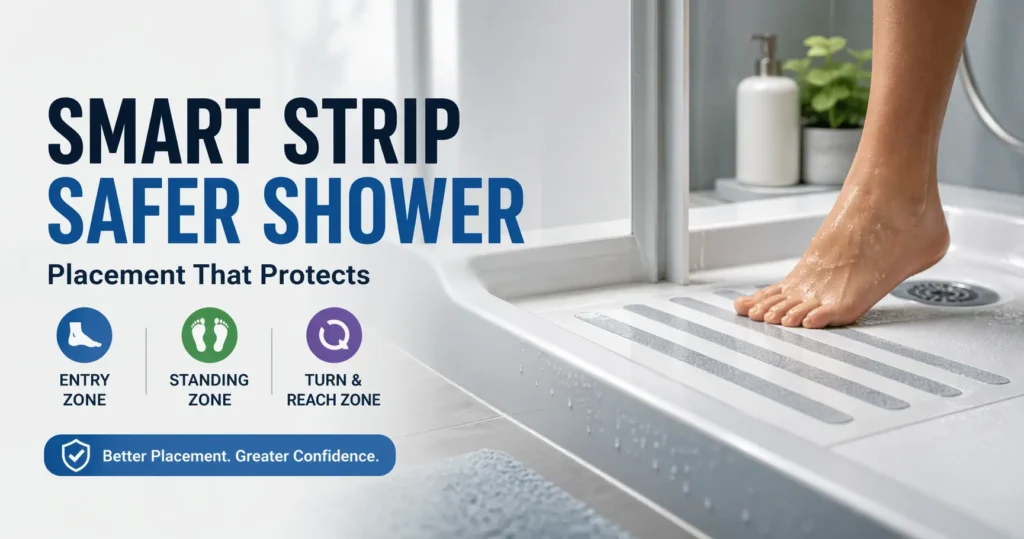 anti-slip shower strips placement