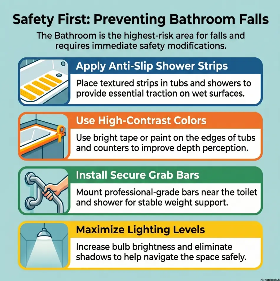 anti-slip shower strips placement