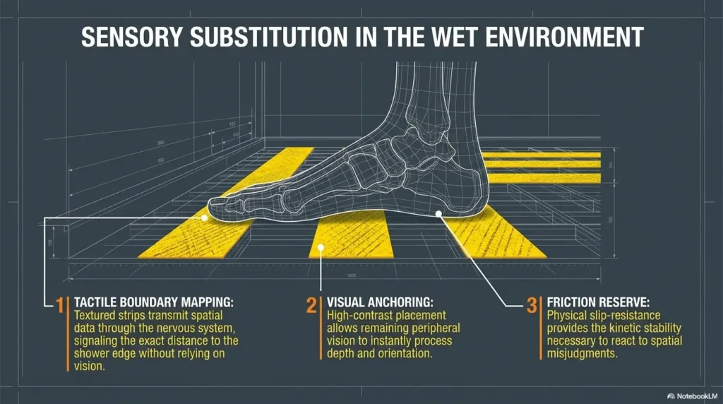 anti-slip shower strips placement