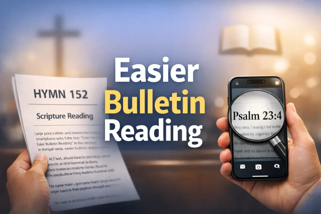 church bulletin reading low vision