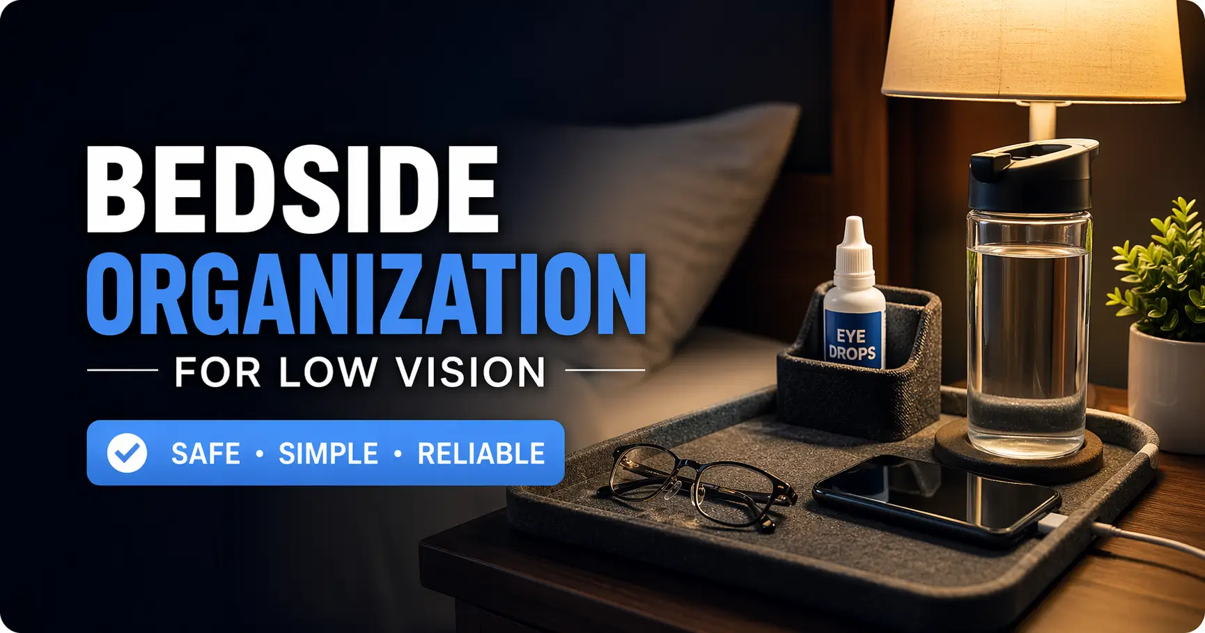 low vision bedside organization