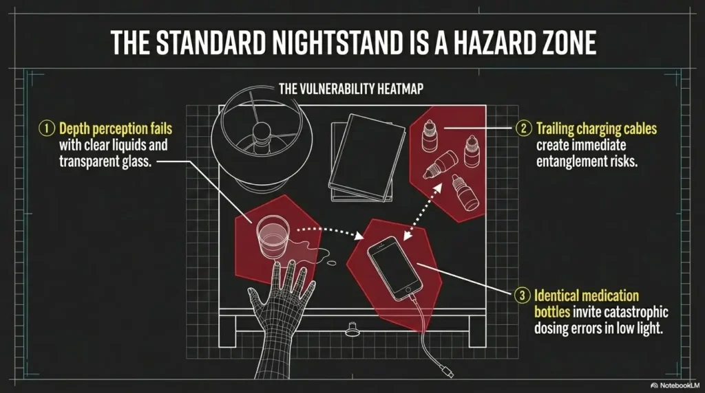 low vision bedside organization
