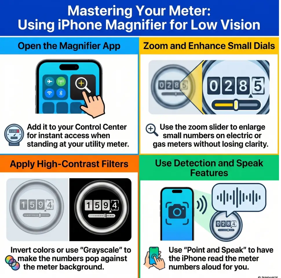 low vision utility meter reading