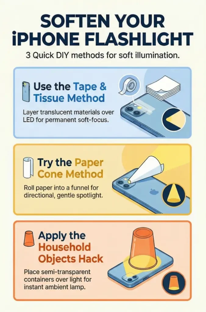 make iPhone flashlight less harsh