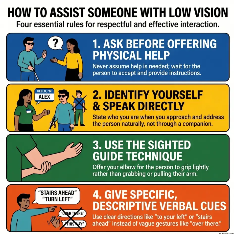 offering help to someone with low vision