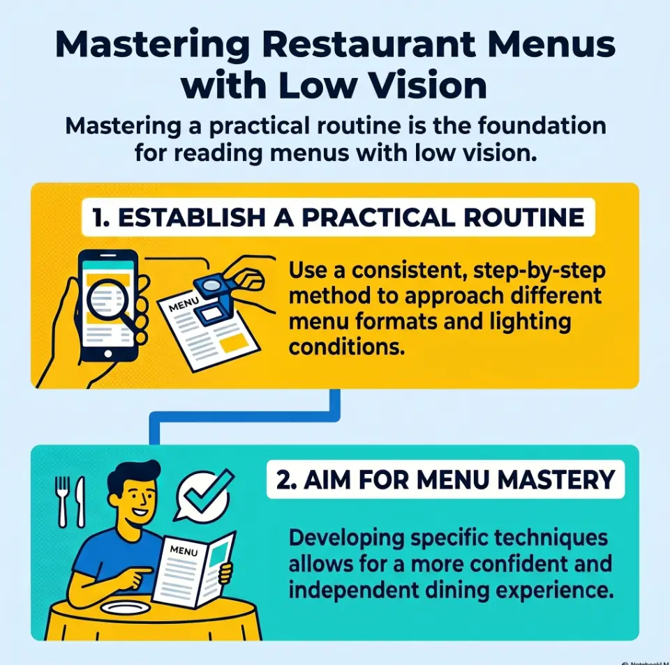 read restaurant menus with low vision
