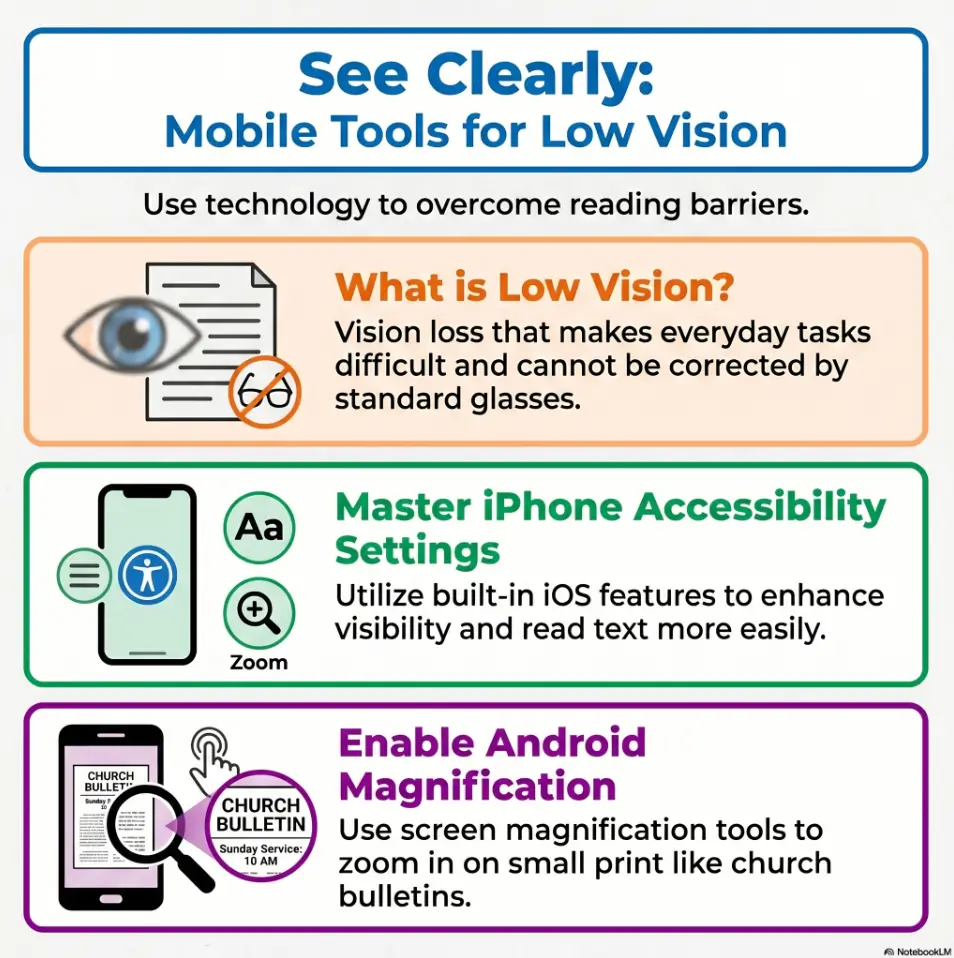 church bulletin reading low vision