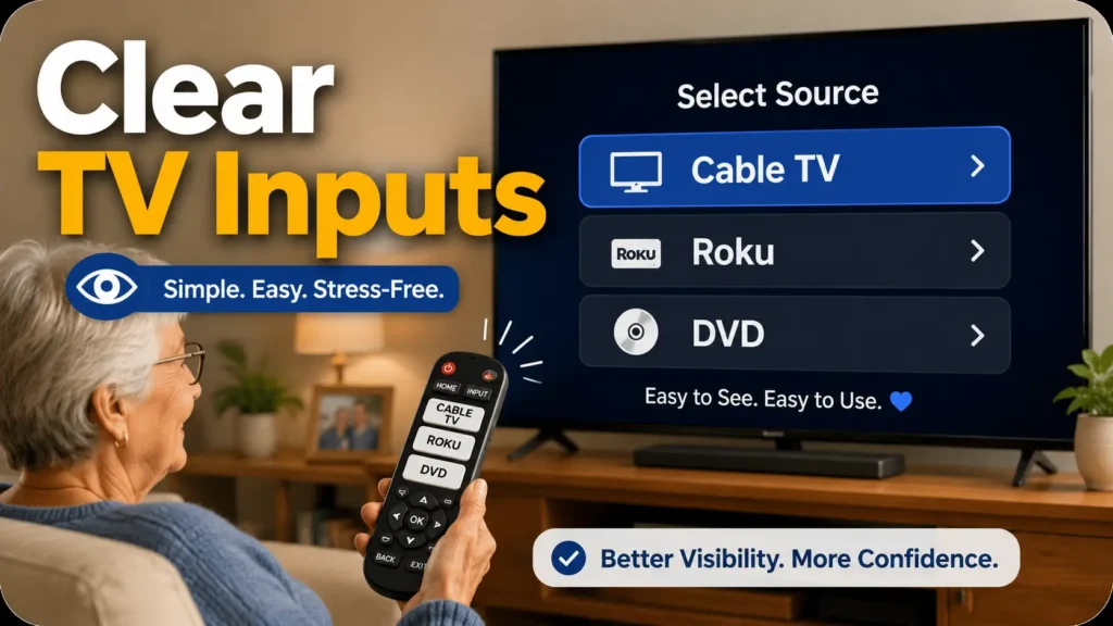 HDMI input labels for seniors