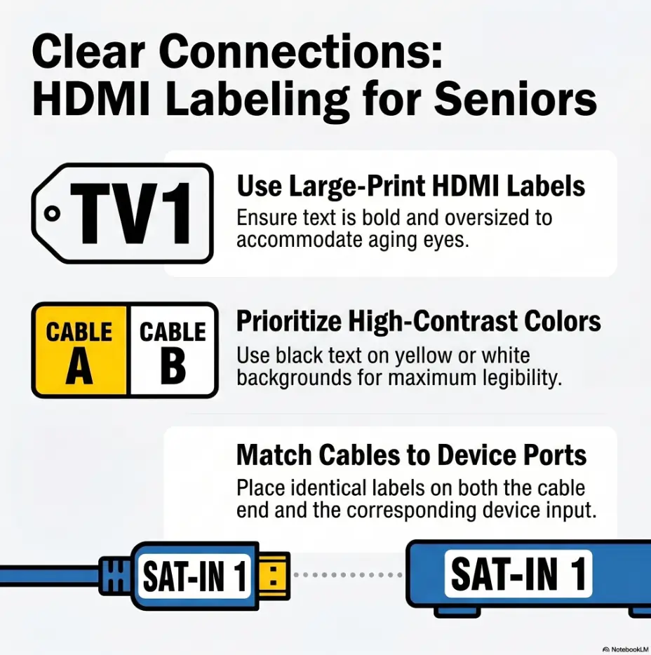 HDMI input labels for seniors