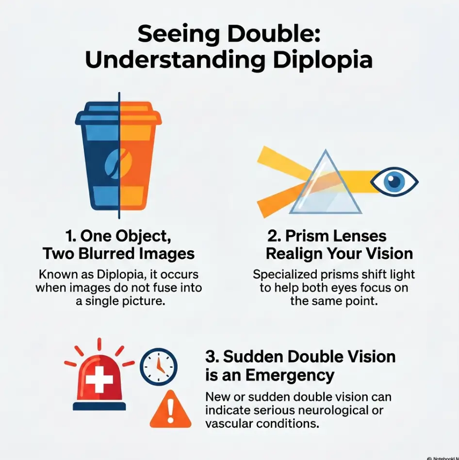 Prism glasses for double vision
