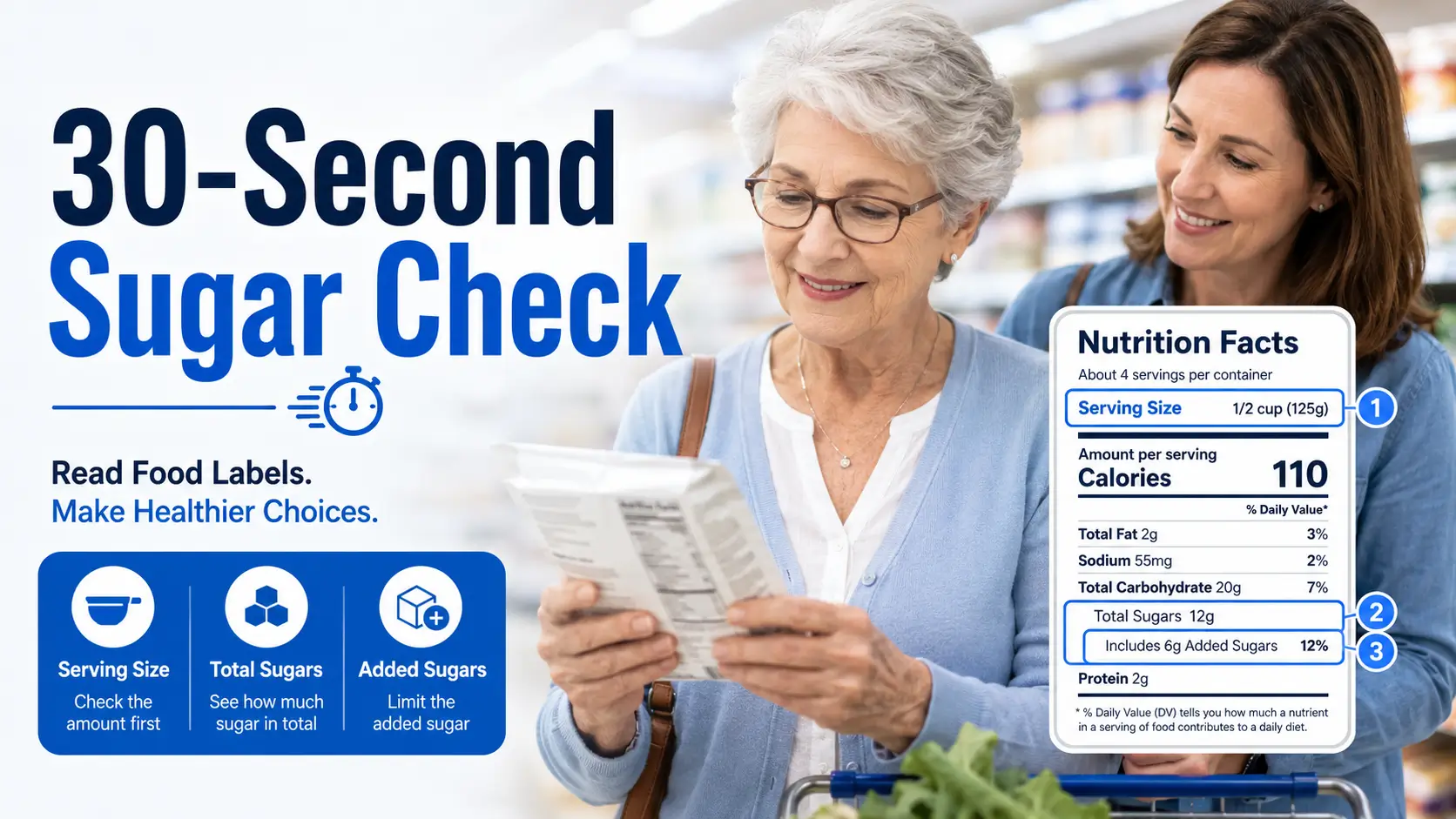 sugar content on food labels for seniors