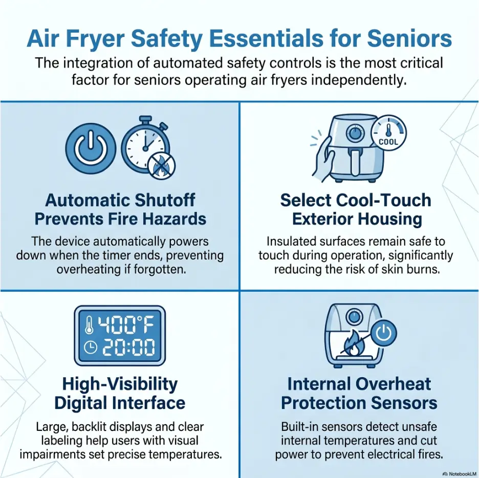 Air fryer controls for seniors
