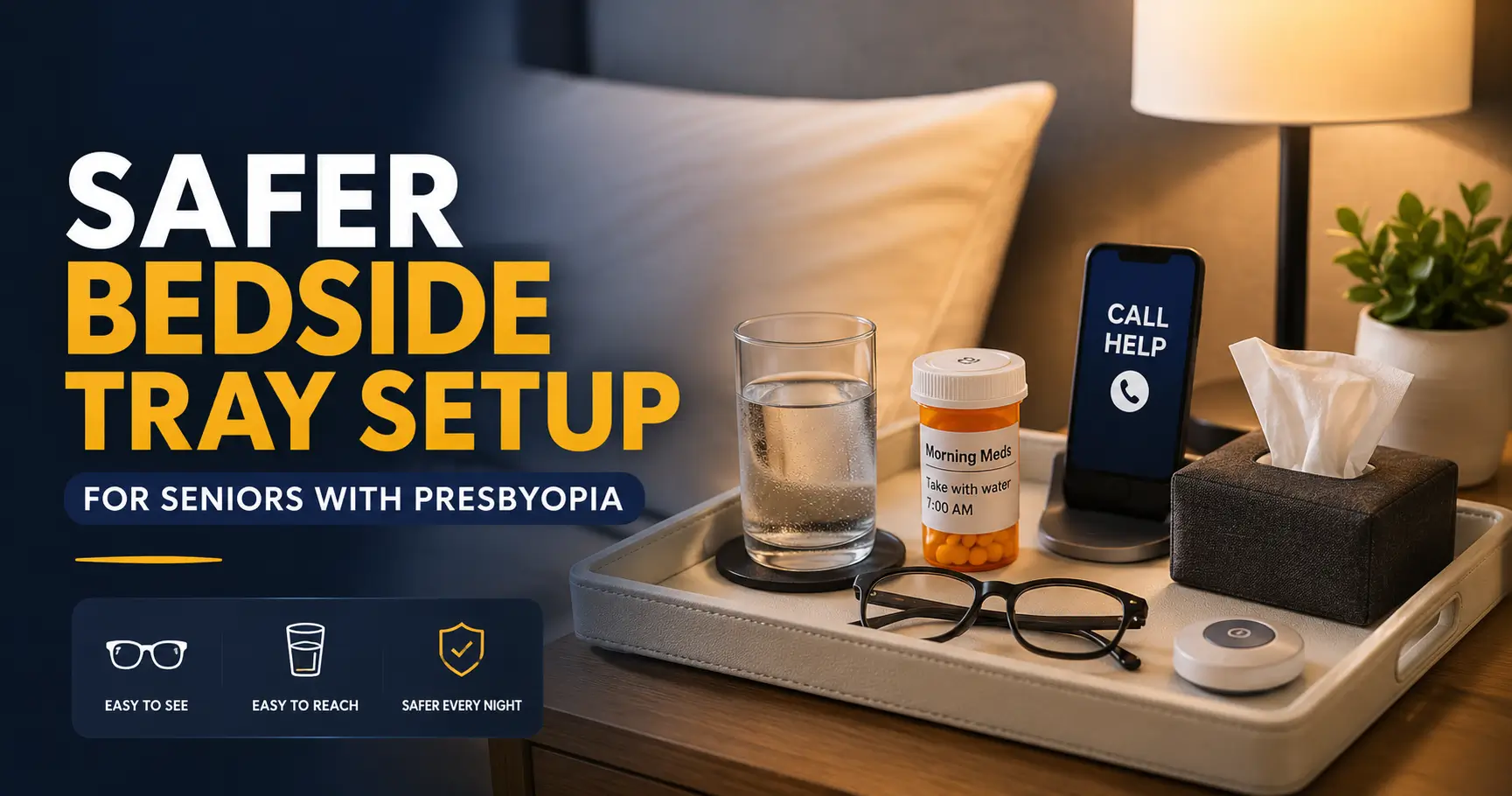 bedside tray setup for seniors